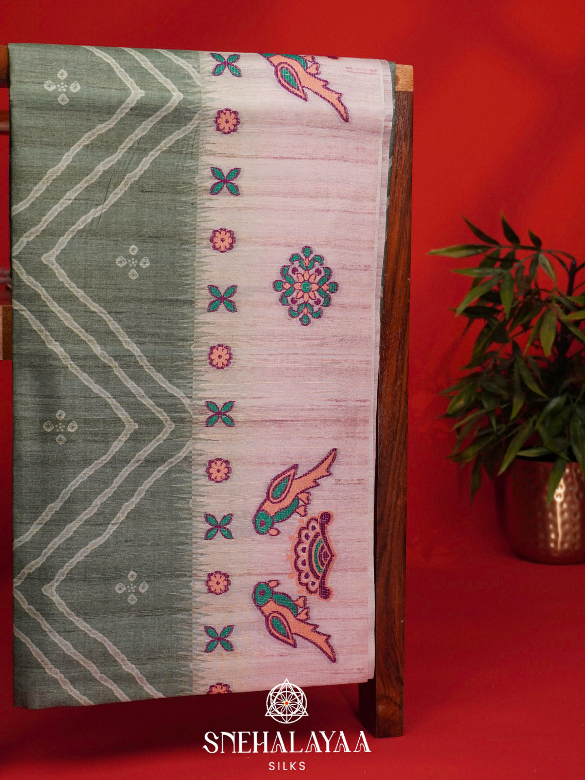 Green Tussar Saree