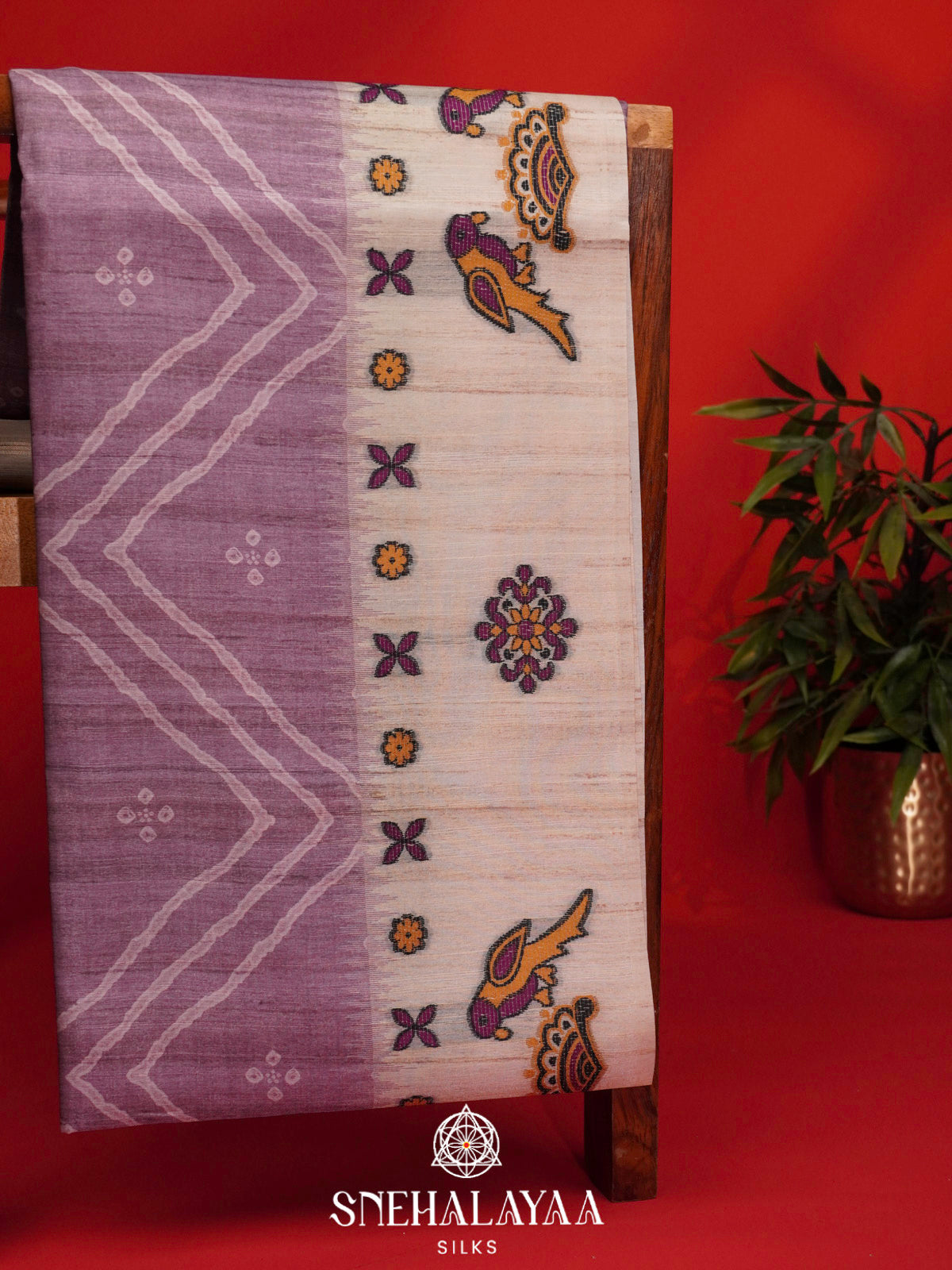 Plum Tussar Saree