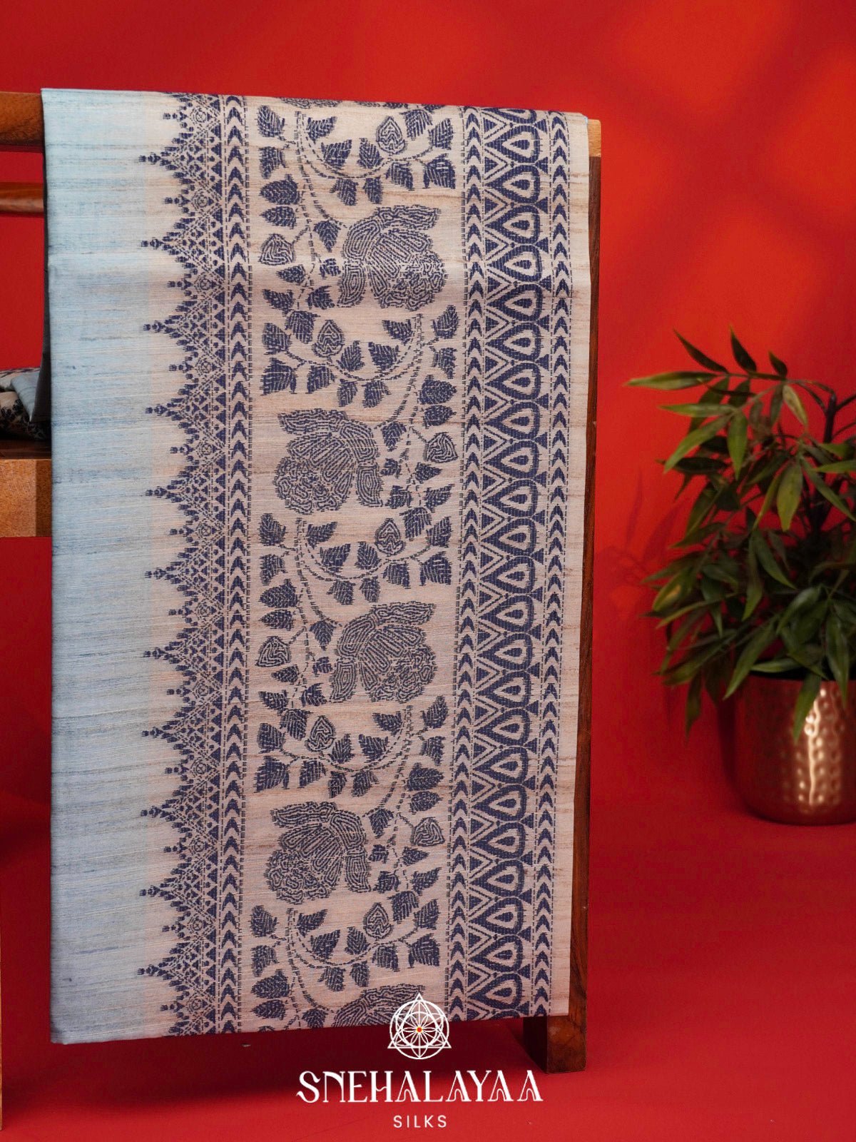 Blue Tussar Saree