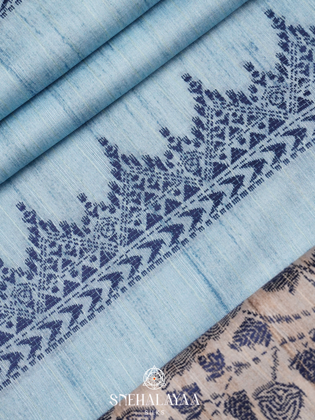 Blue Tussar Saree