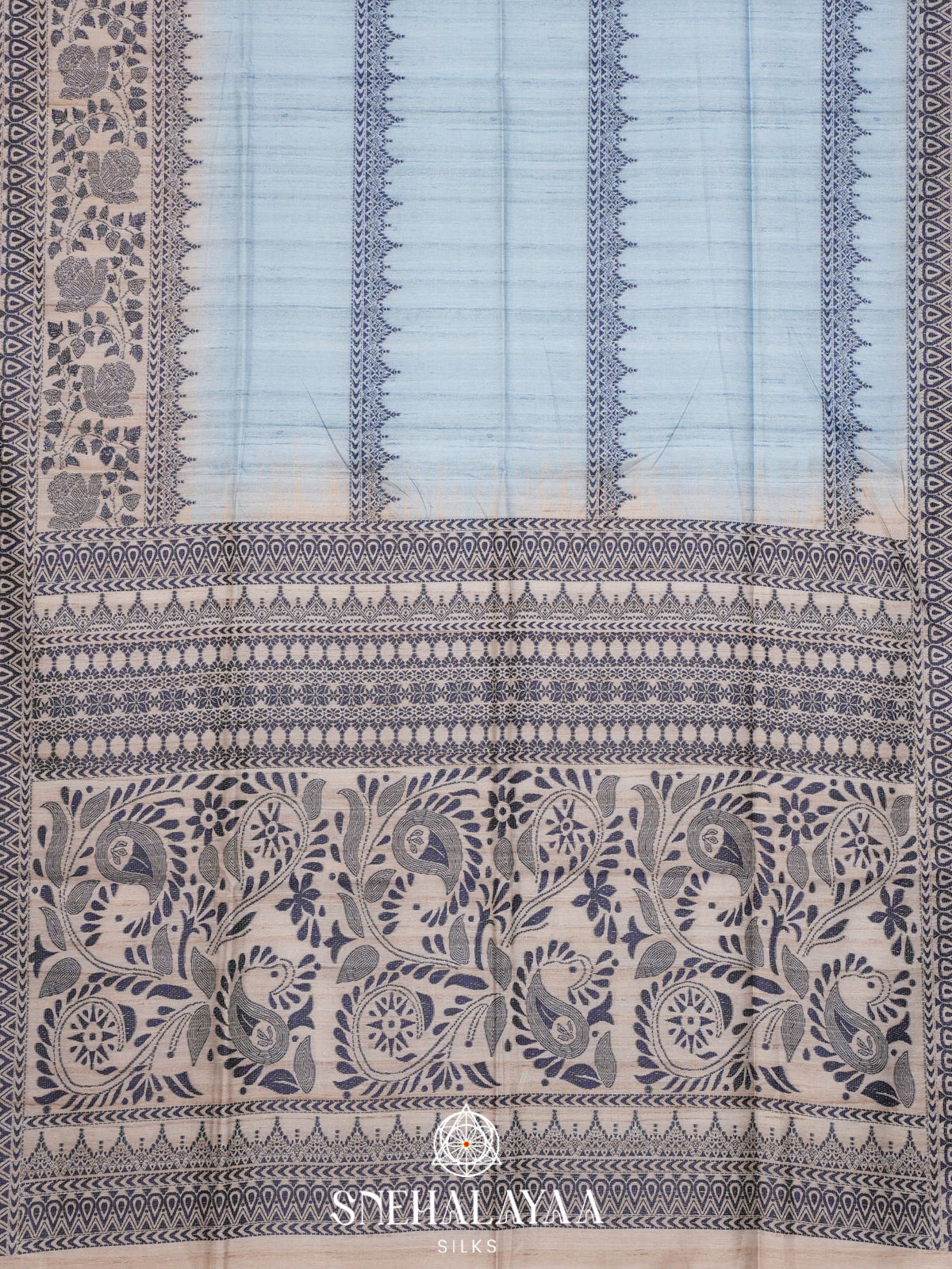 Blue Tussar Saree