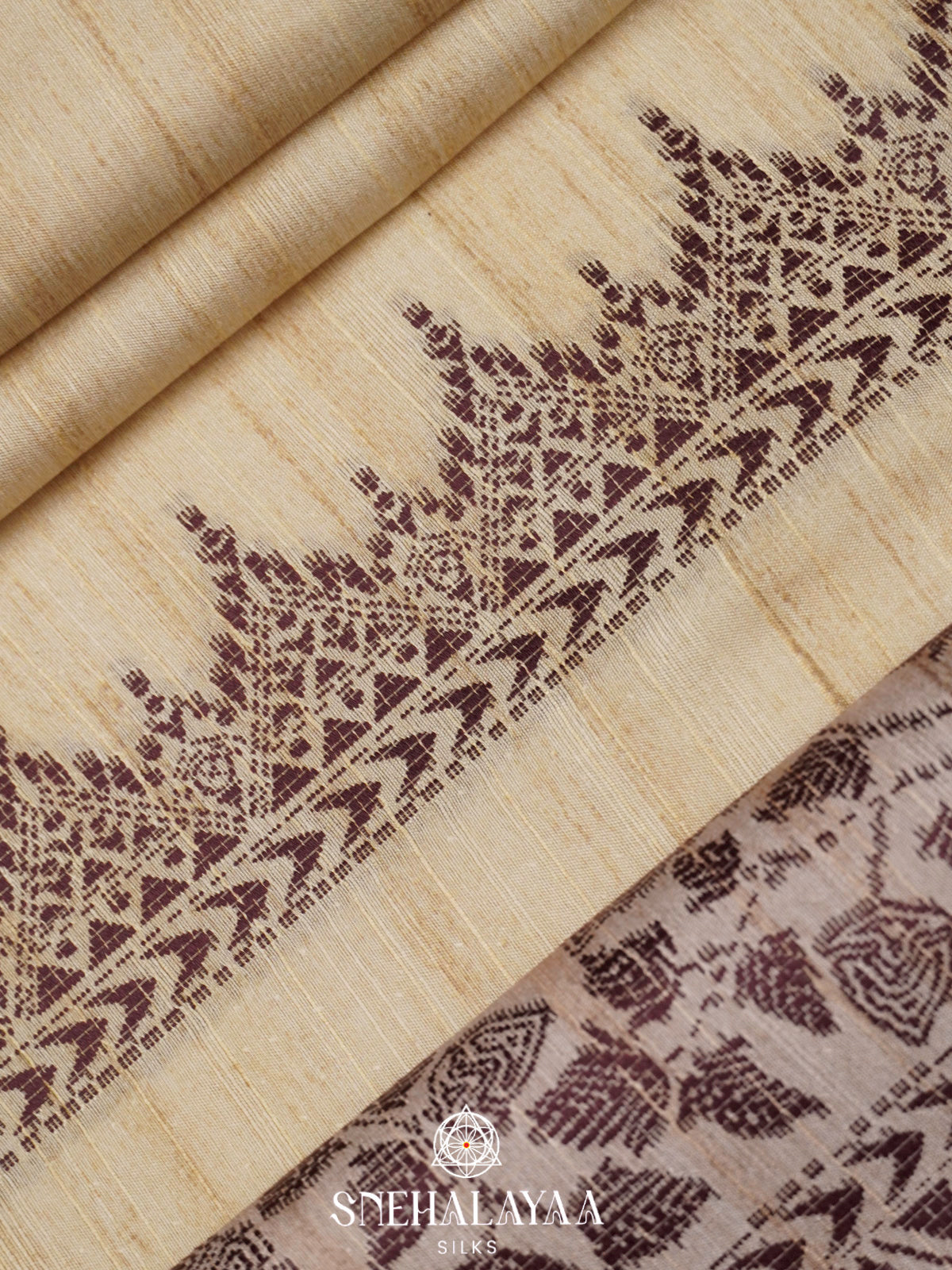 Pale Yellow Tussar Saree
