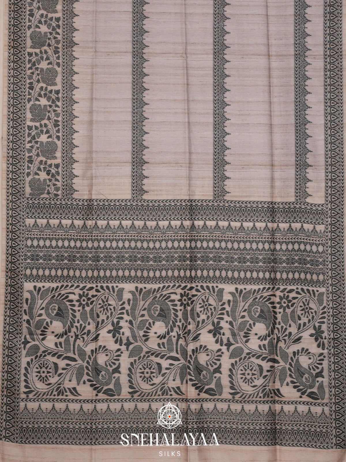 Beige Tussar Saree