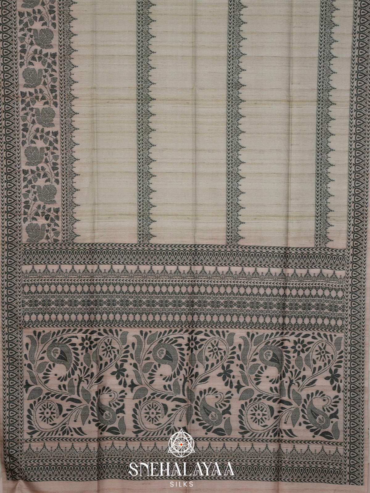 Pale Green Tussar Saree