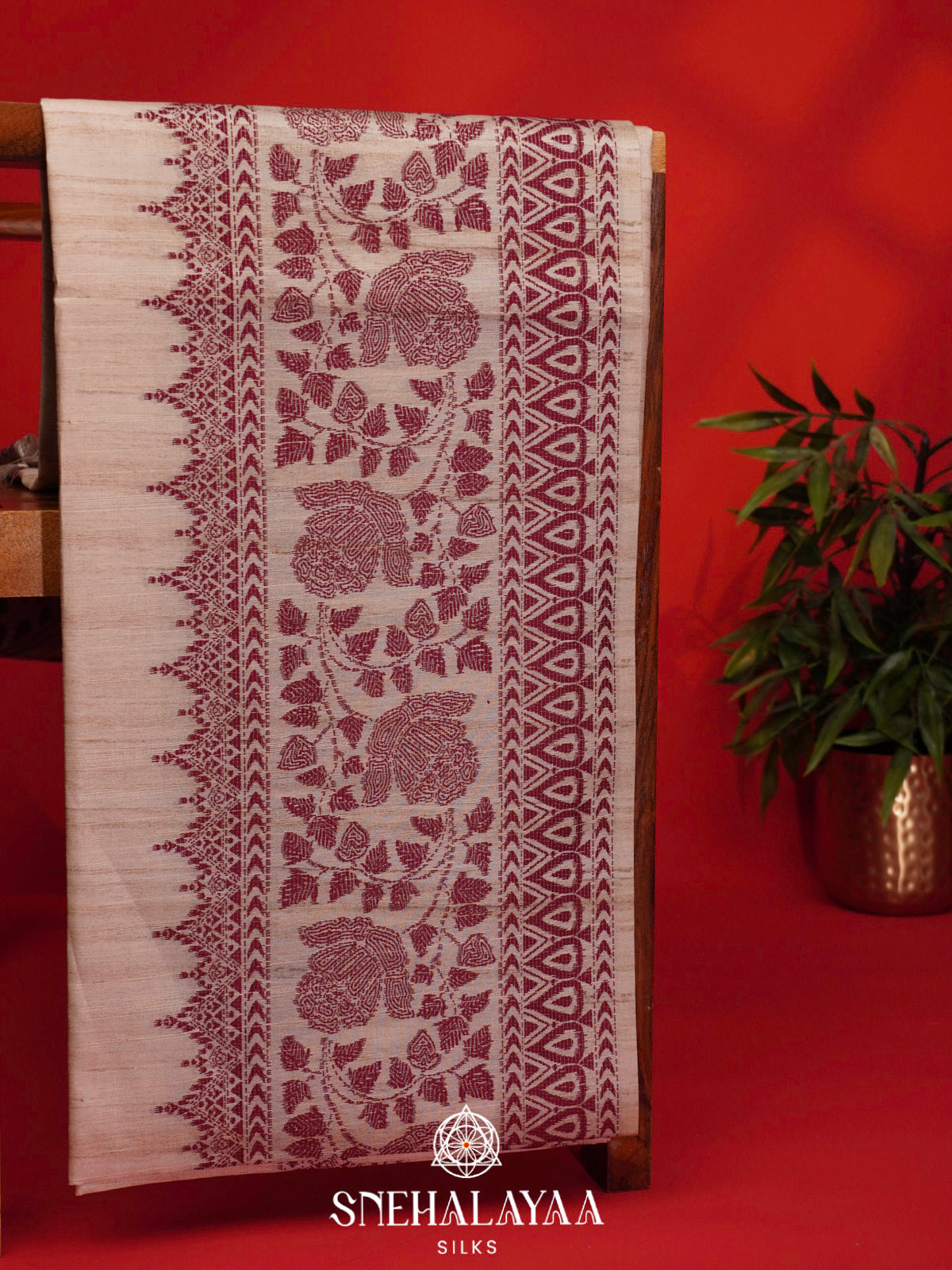 Cream Tussar Saree