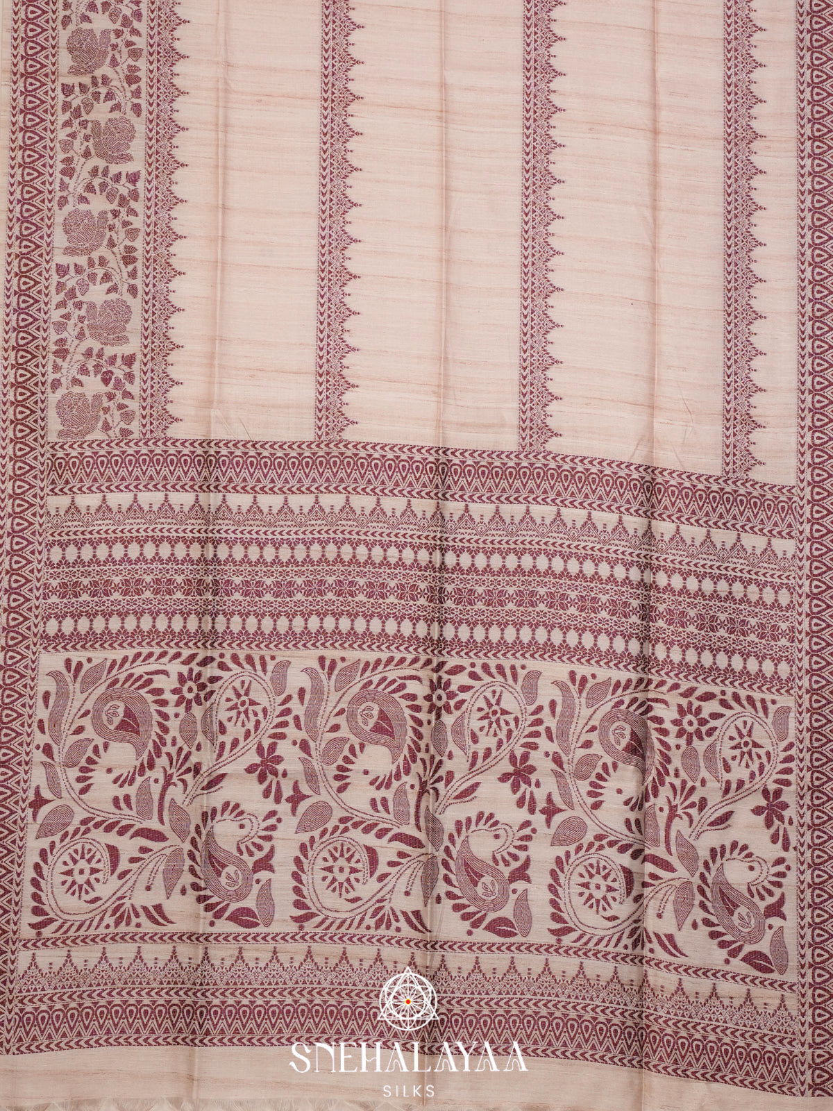 Cream Tussar Saree