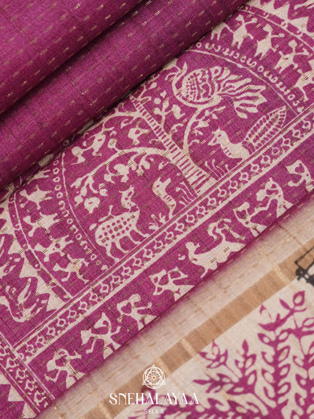 Magenta Tussar Saree