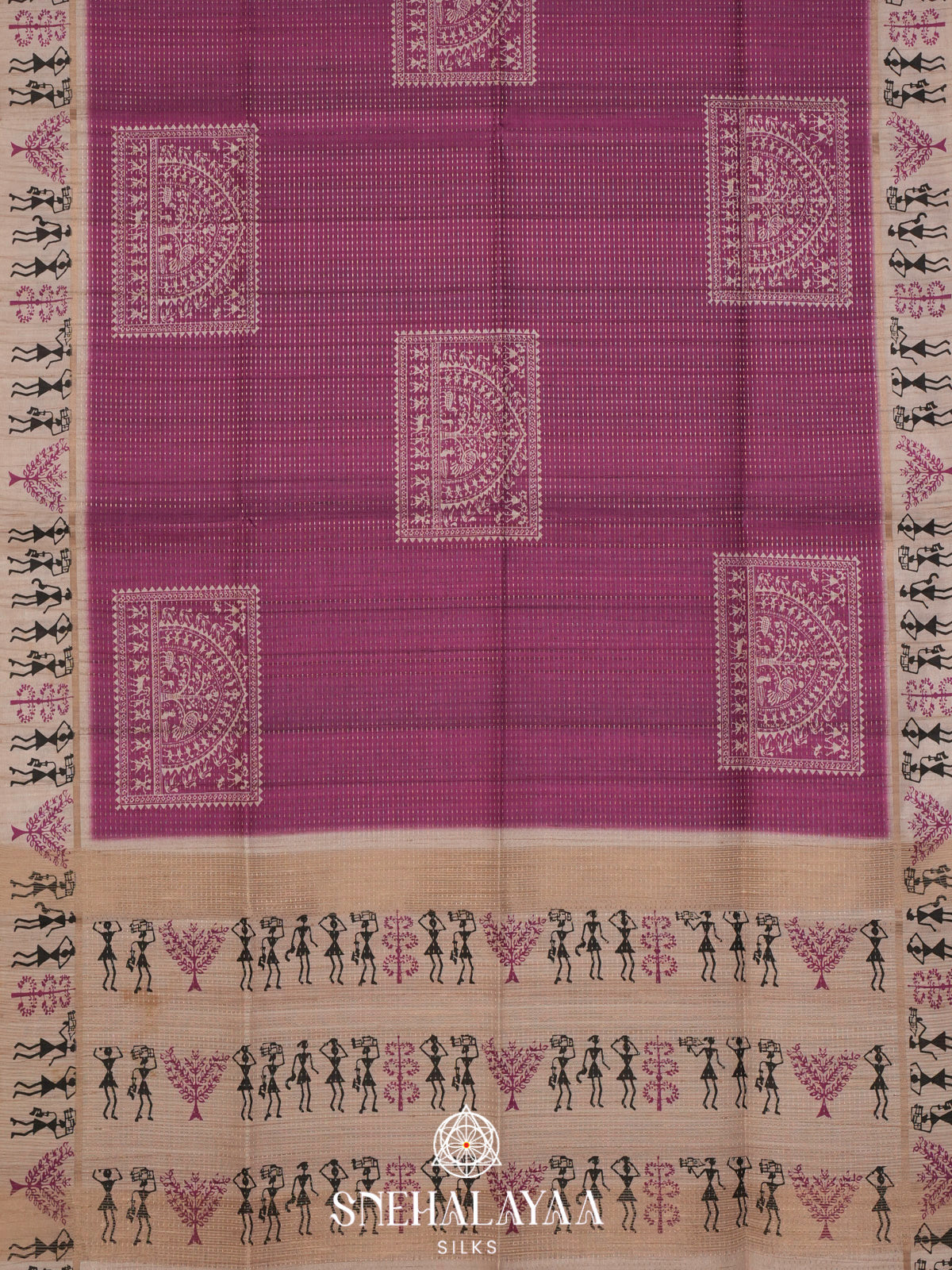 Magenta Tussar Saree