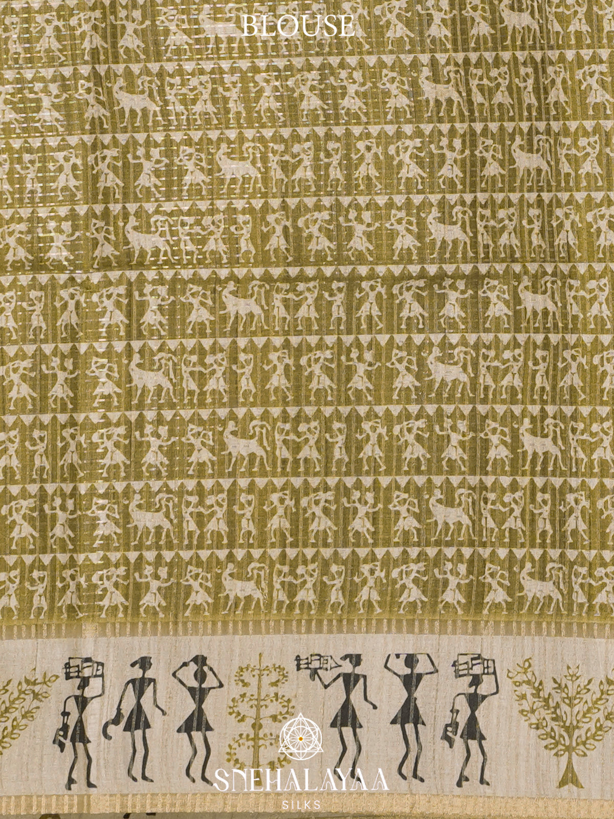 Olive Green Tussar Saree