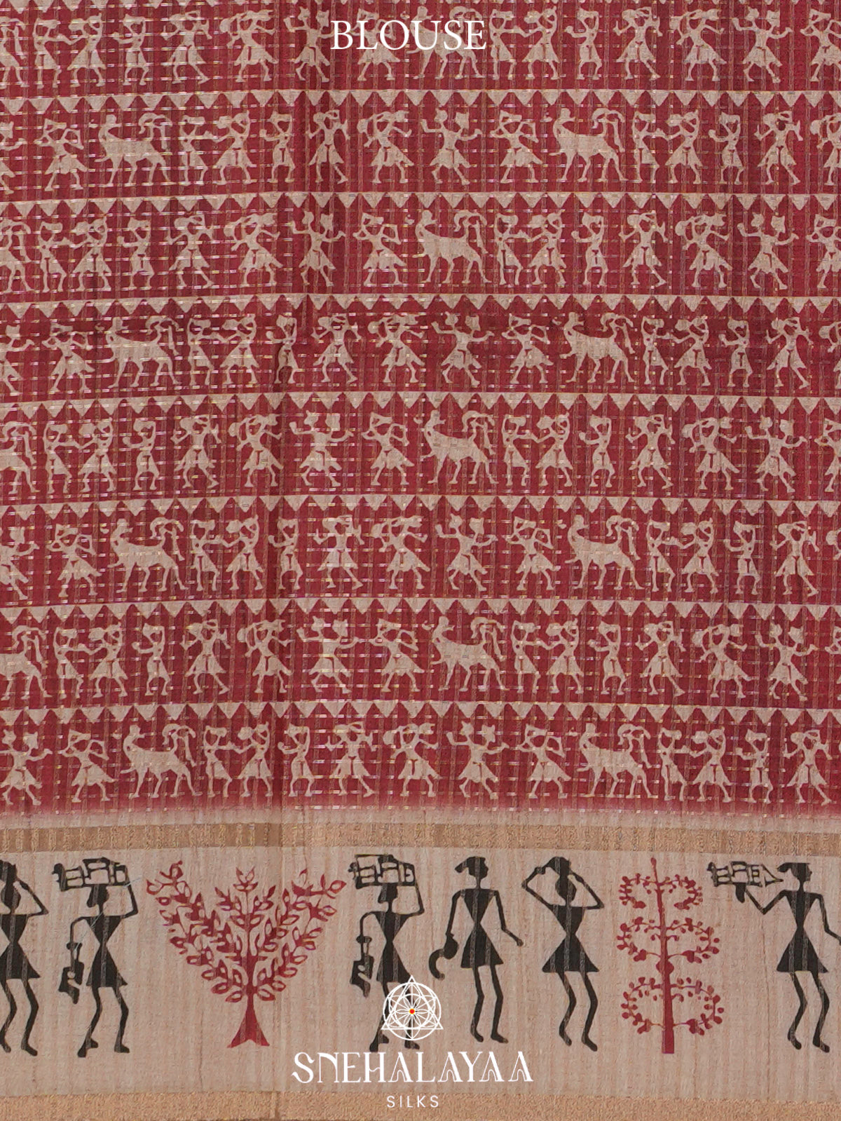 Maroon Tussar Saree