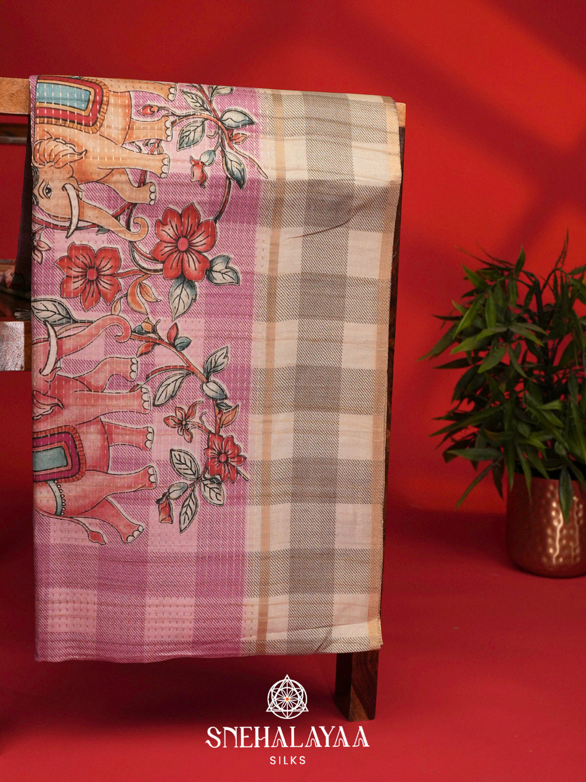 Mauve Pink Tussar Saree