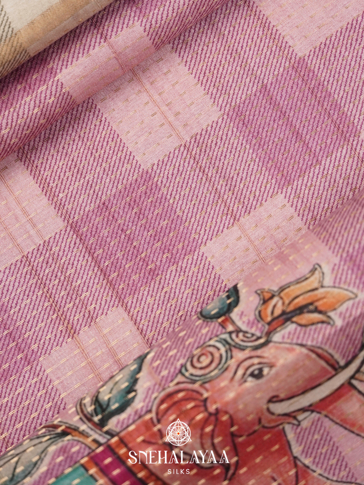 Mauve Pink Tussar Saree
