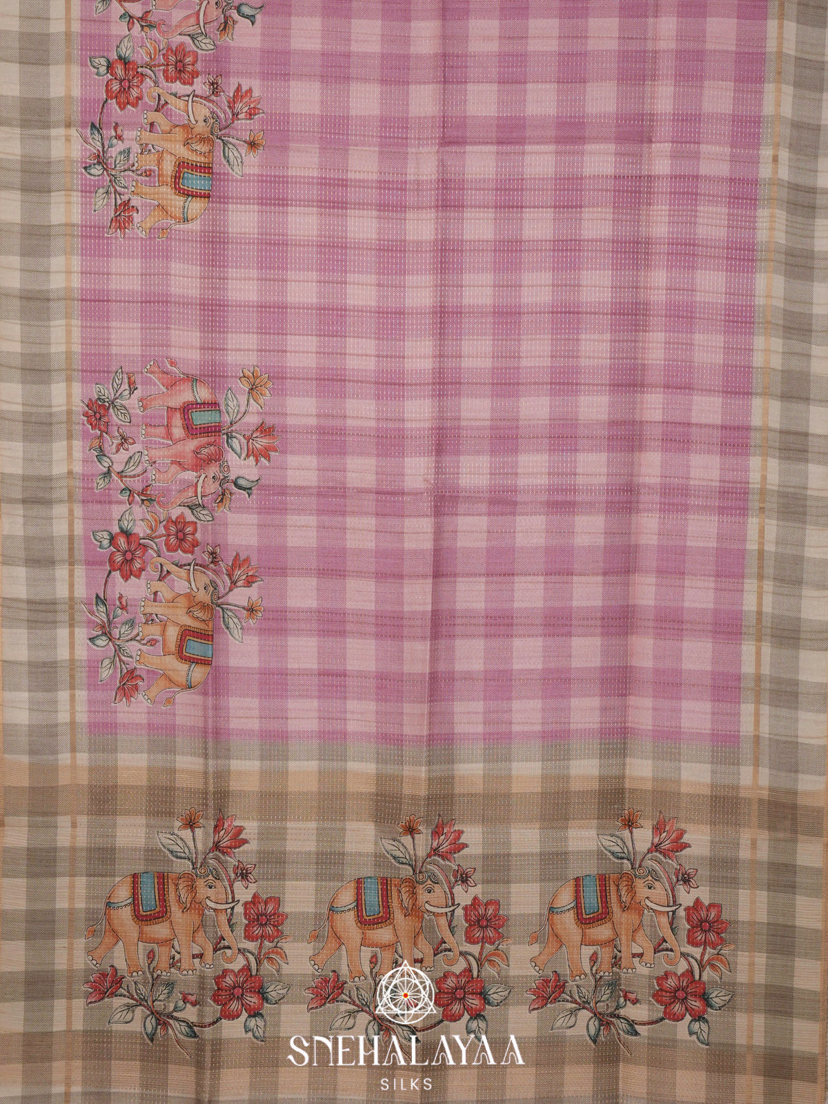 Mauve Pink Tussar Saree