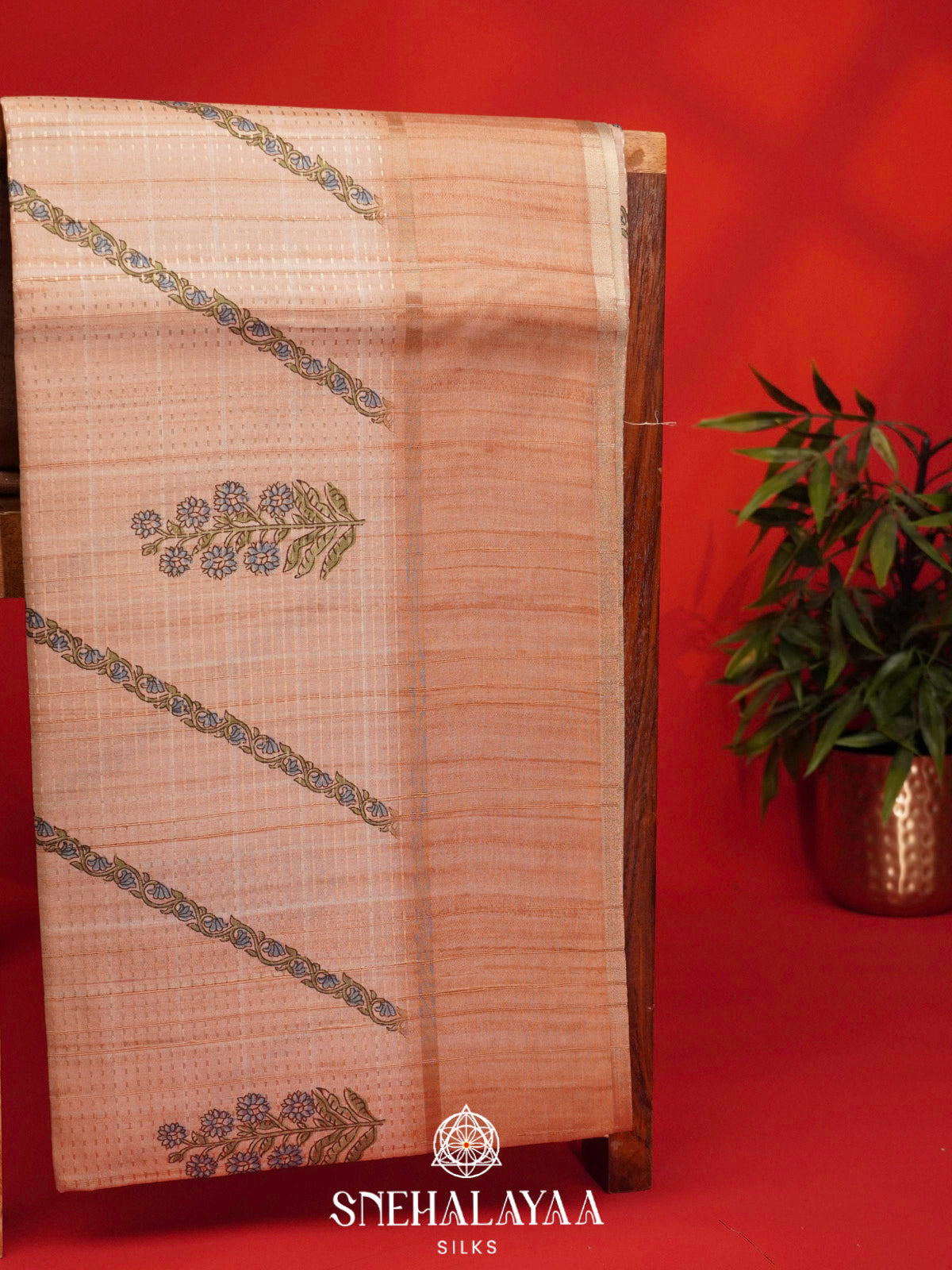 Pale Orange Tussar Saree