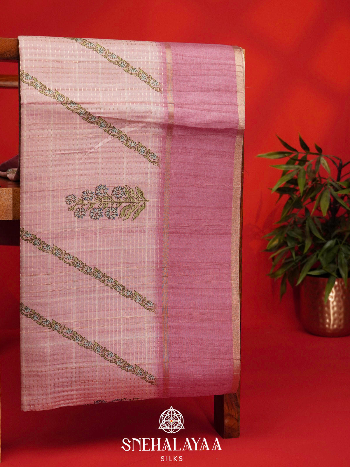 Pale Pink Tussar Saree