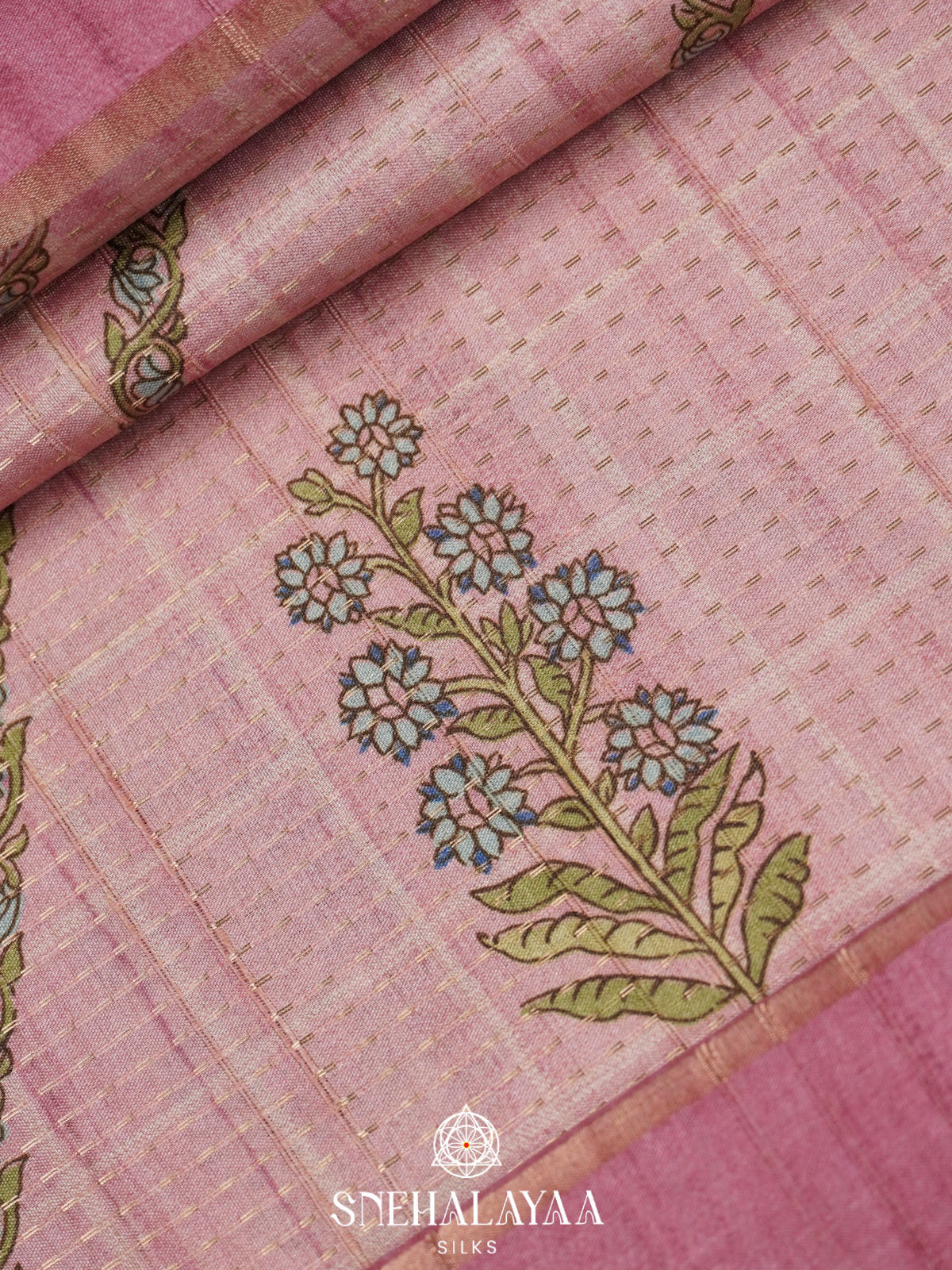Pale Pink Tussar Saree