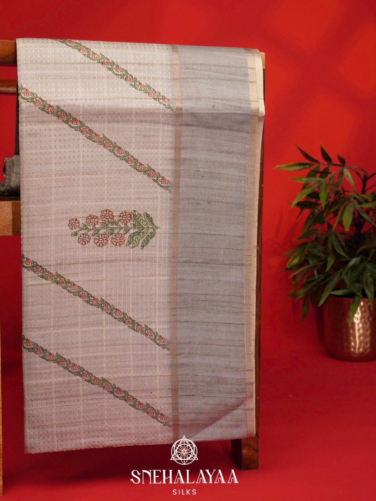 Beige Tussar Saree