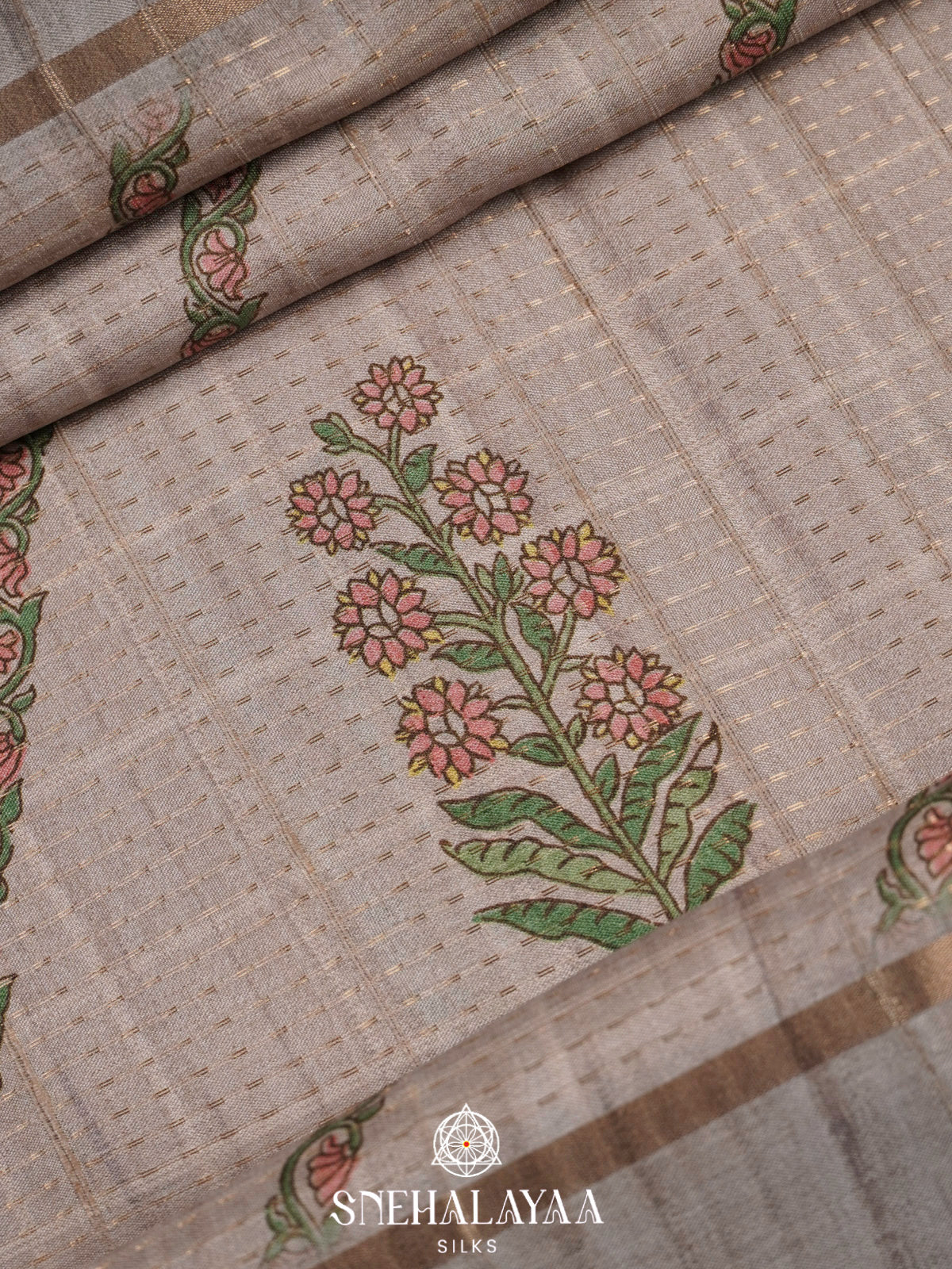 Beige Tussar Saree