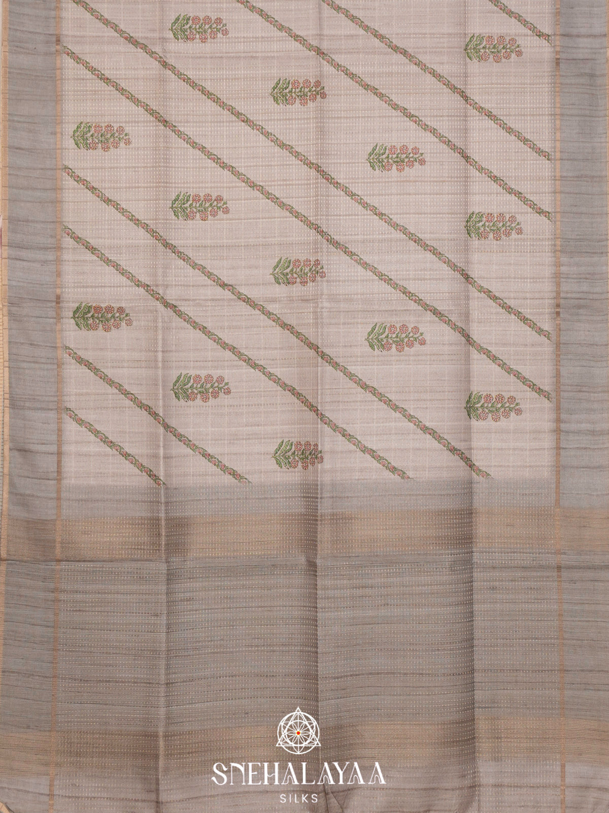 Beige Tussar Saree