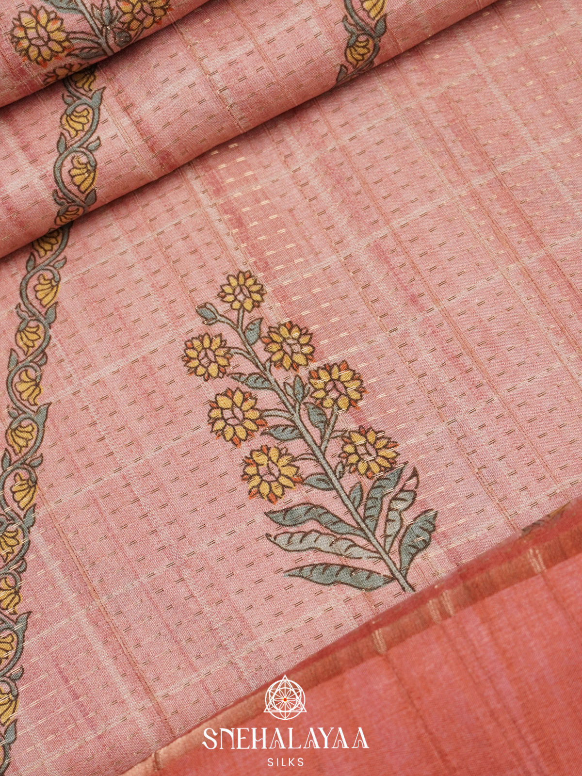 Pale Peach Tussar Saree