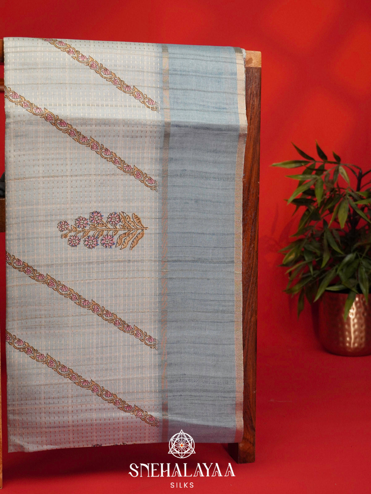 Pale Blue Tussar Saree