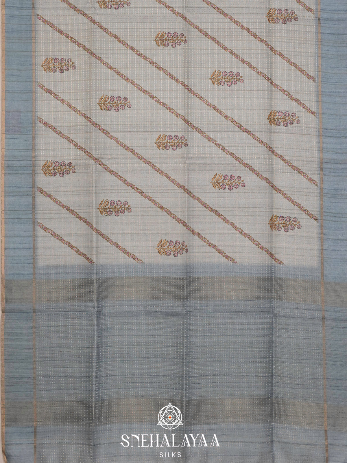 Pale Blue Tussar Saree