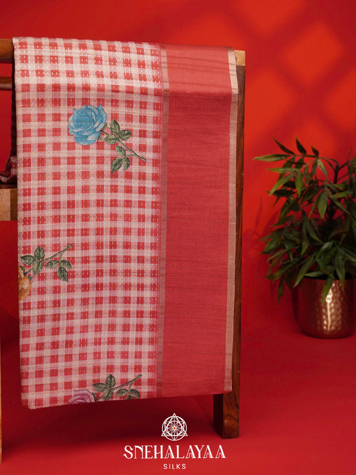 Maroon Tussar Saree