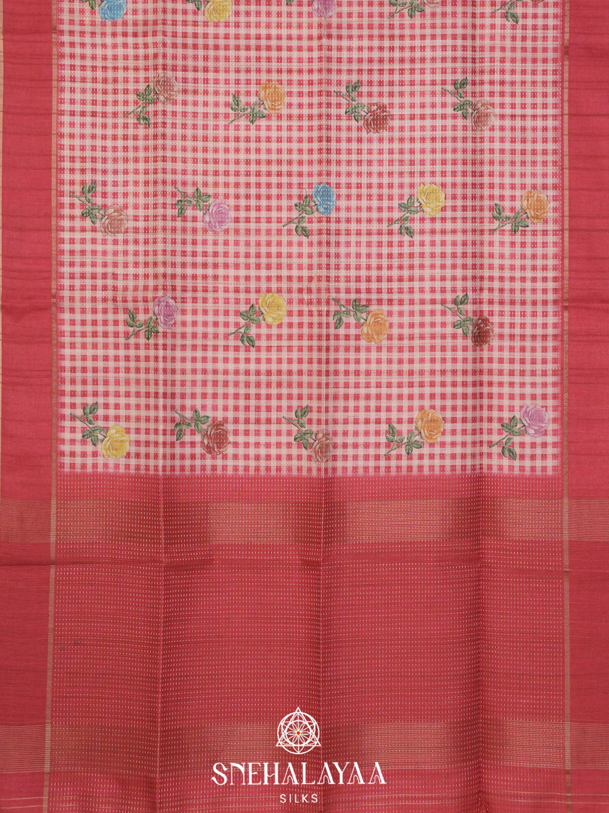 Maroon Tussar Saree