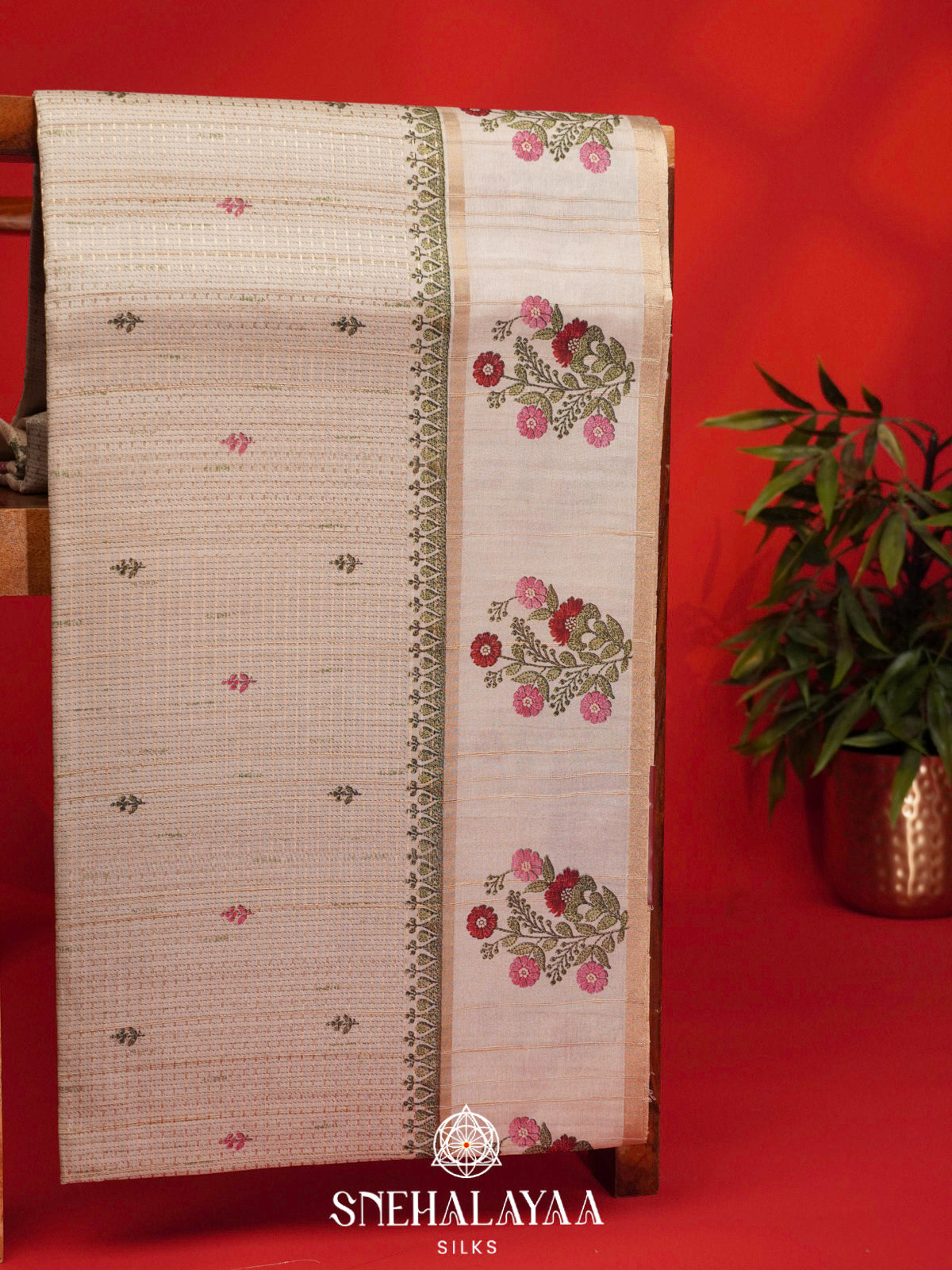Beige Tussar Saree