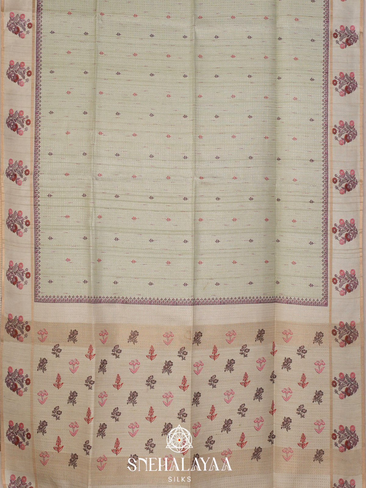 Pale Green Tussar Saree