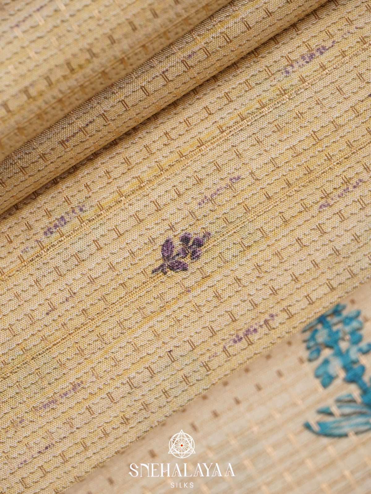 Pale Yellow Tussar Saree