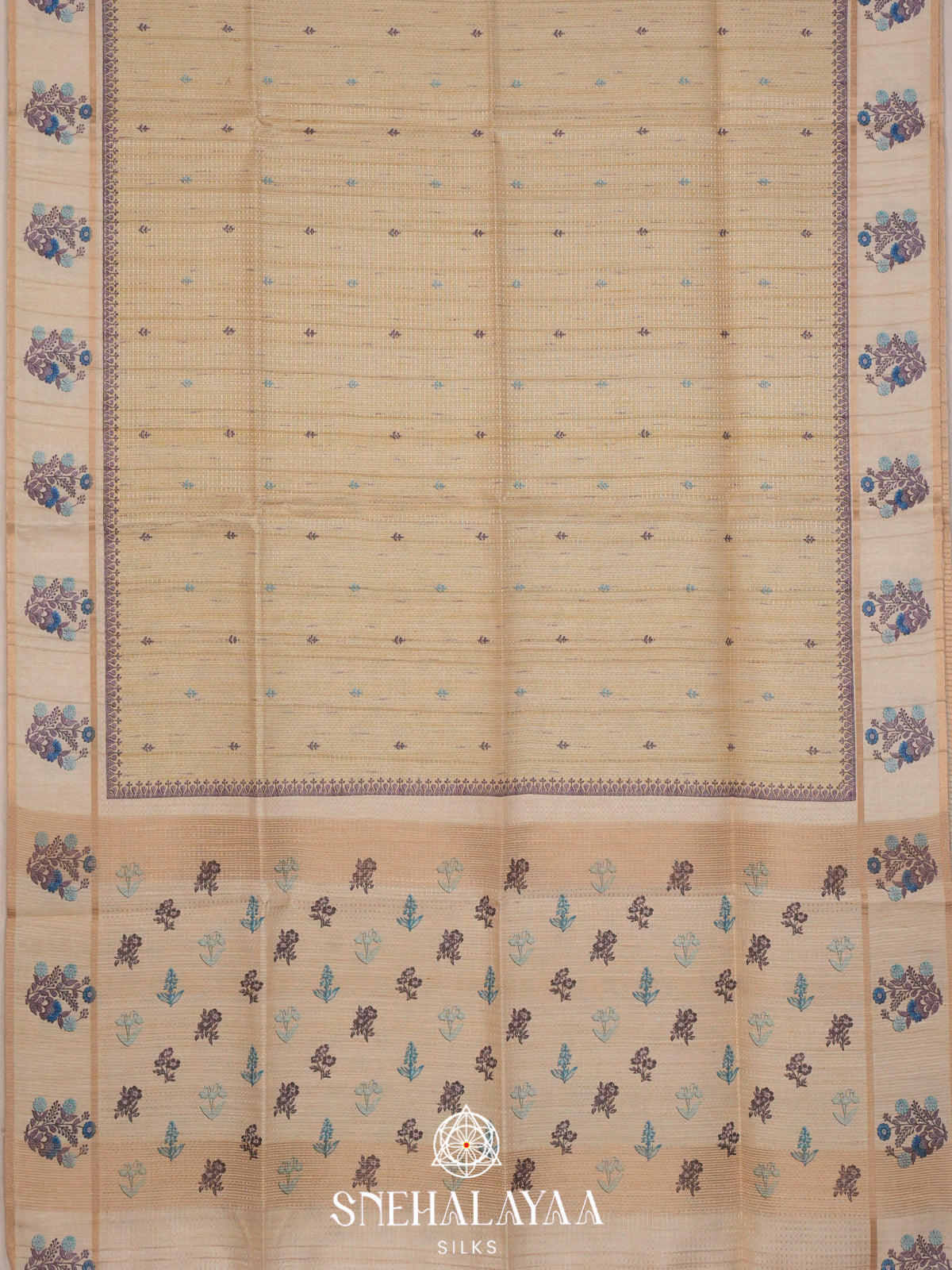 Pale Yellow Tussar Saree