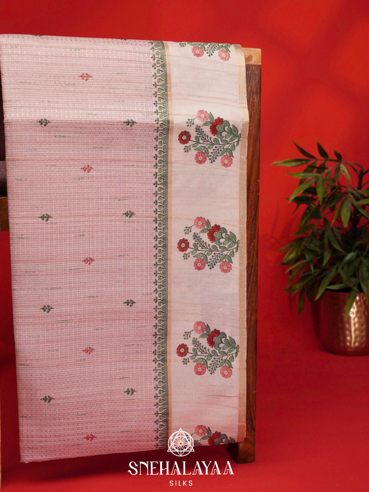 Pale Pink Tussar Saree