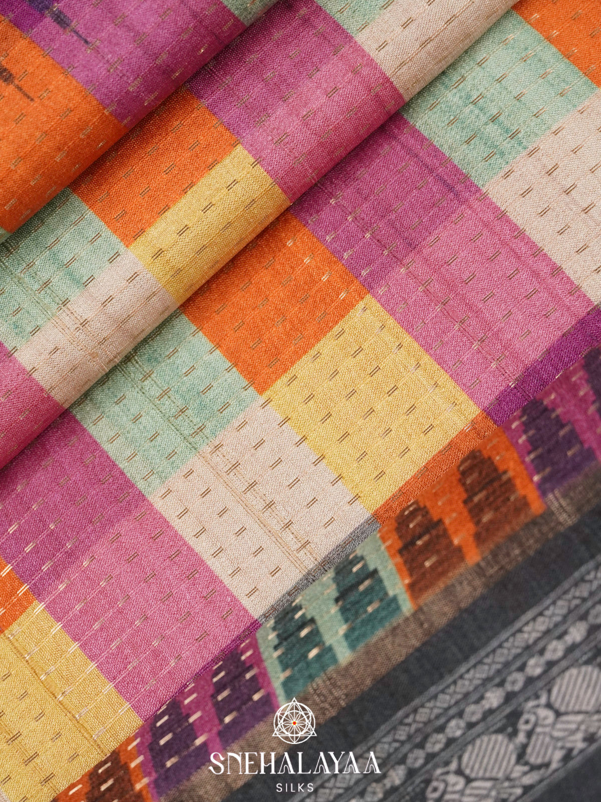 Multicolour Tussar Saree