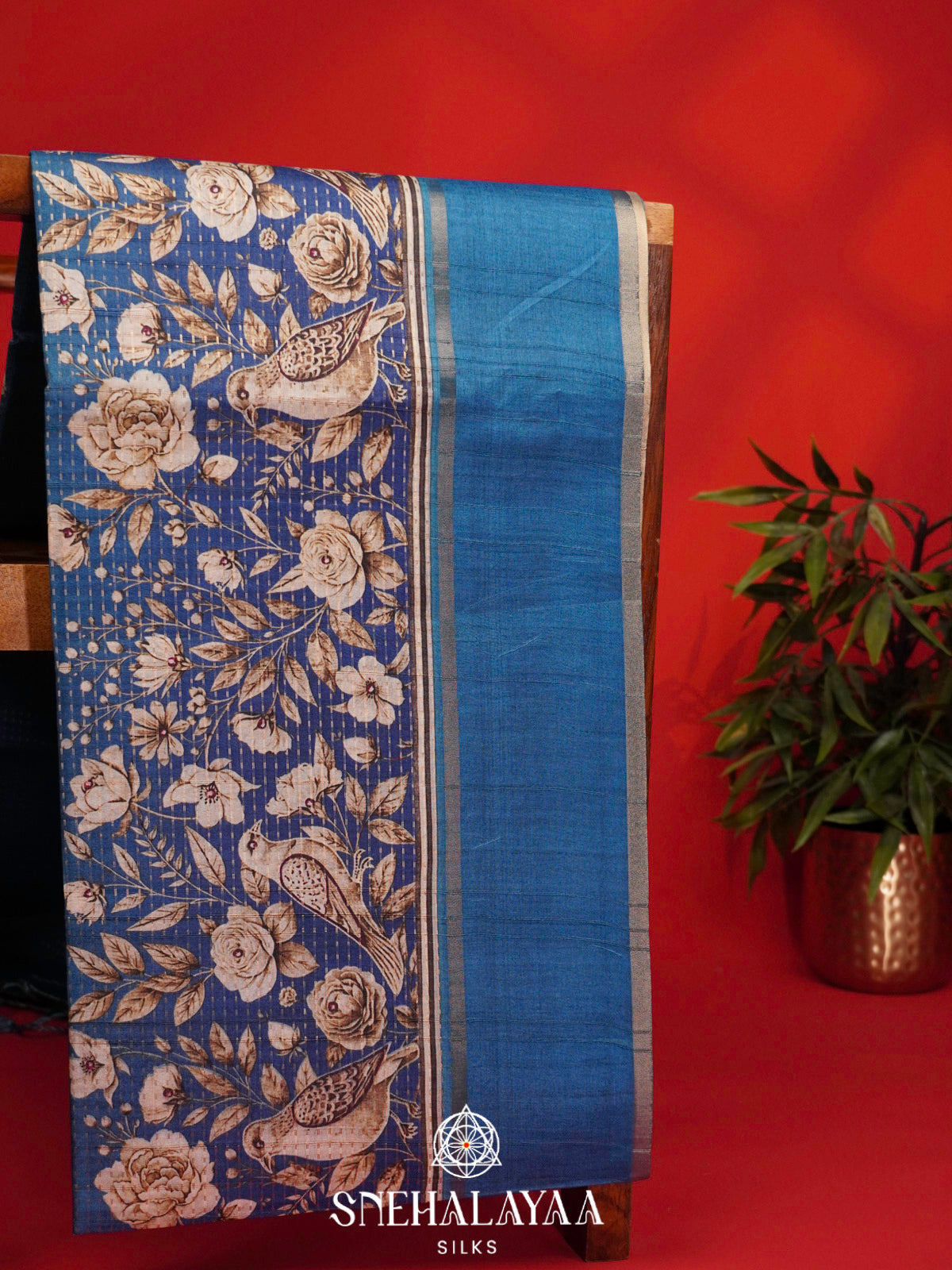 Blue Tussar Saree