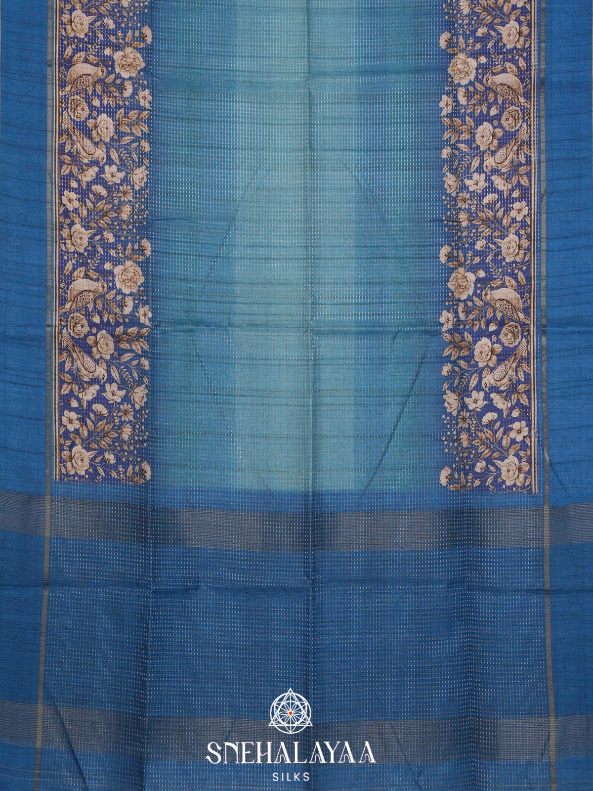 Blue Tussar Saree