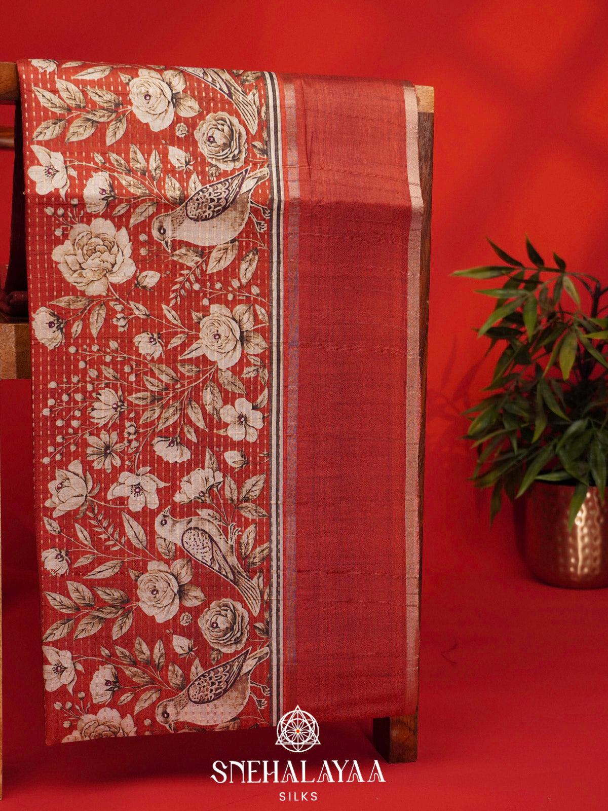 Orange Tussar Saree