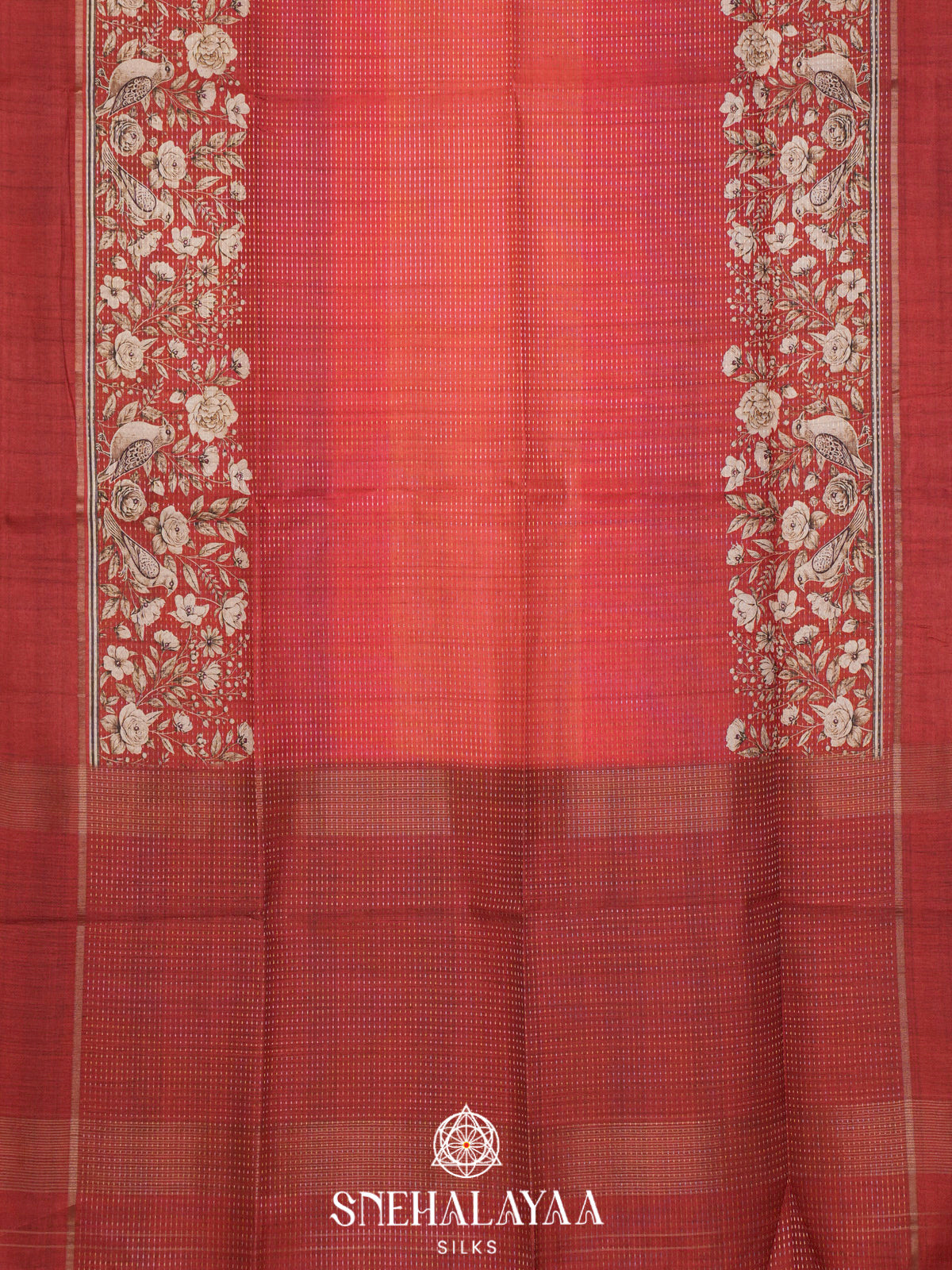 Orange Tussar Saree