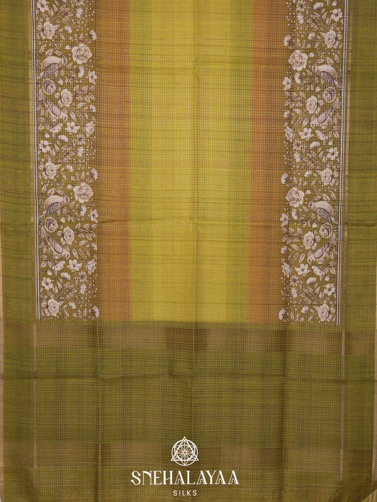 Olive Green Tussar Saree