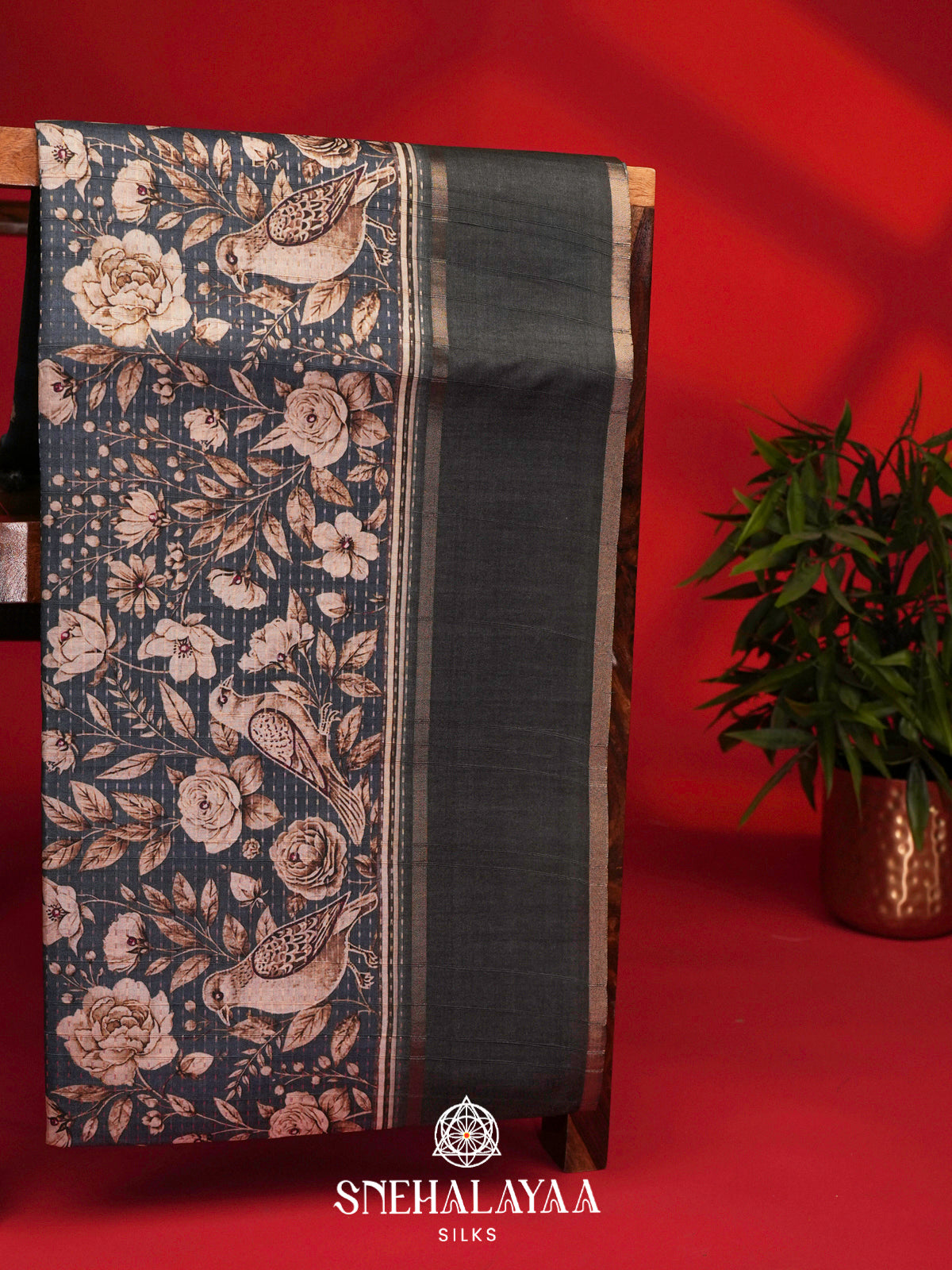 Blue Tussar Saree