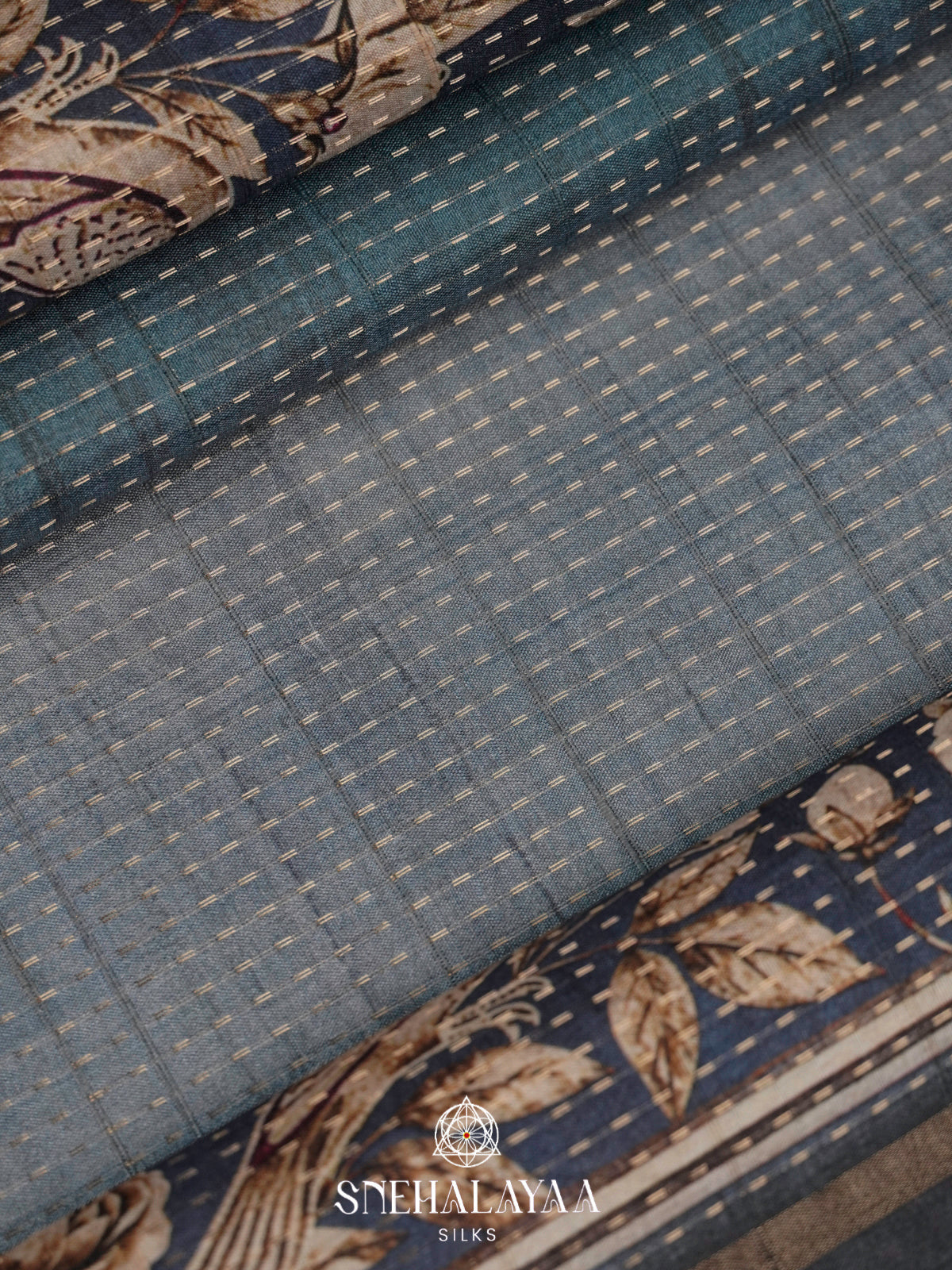 Blue Tussar Saree