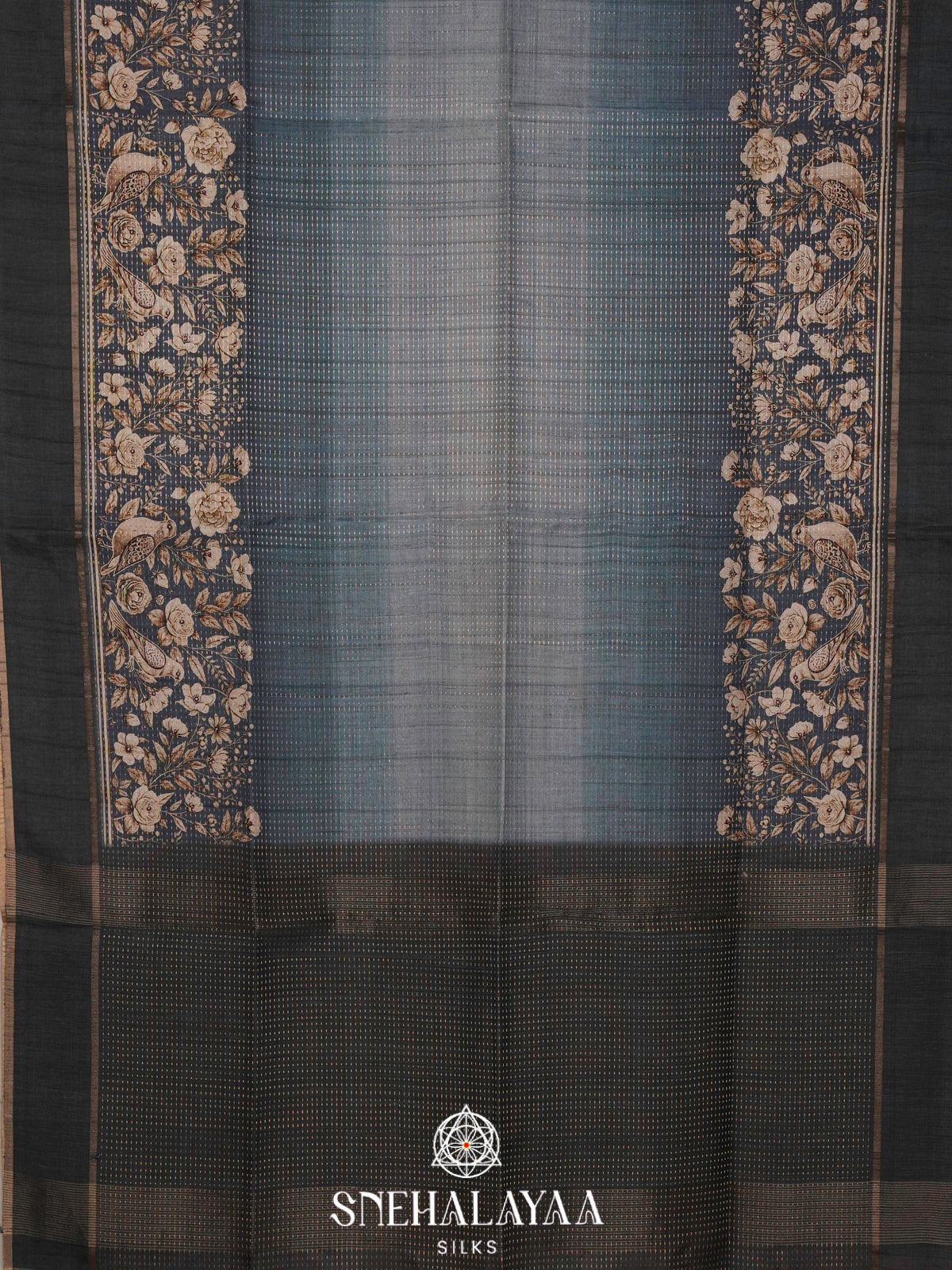 Blue Tussar Saree