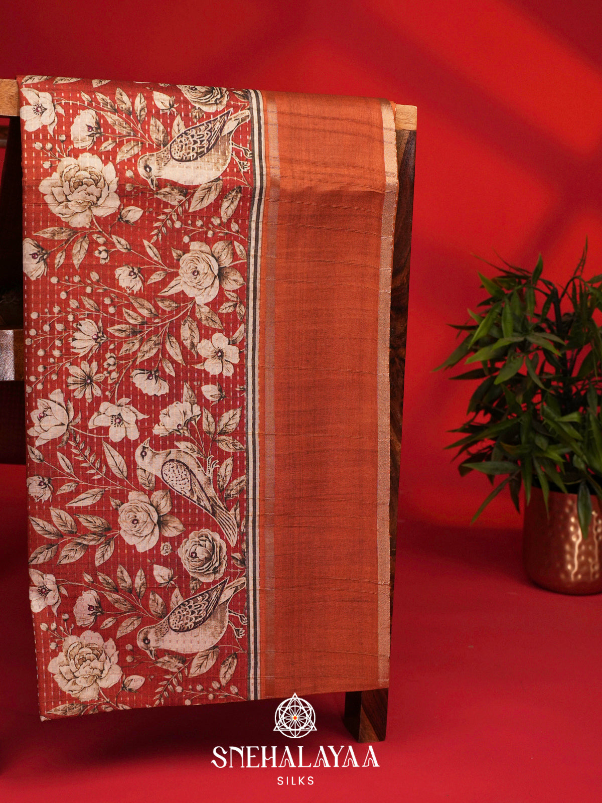 Orange Tussar Saree