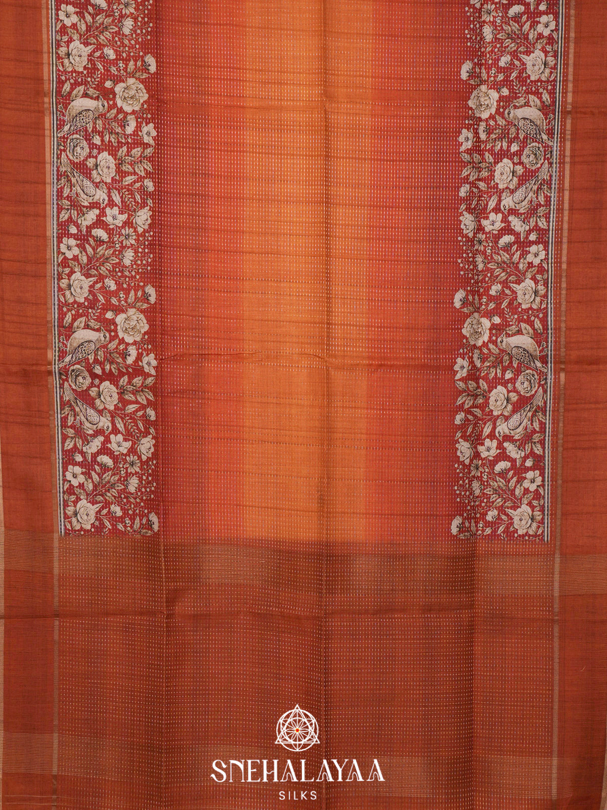Orange Tussar Saree