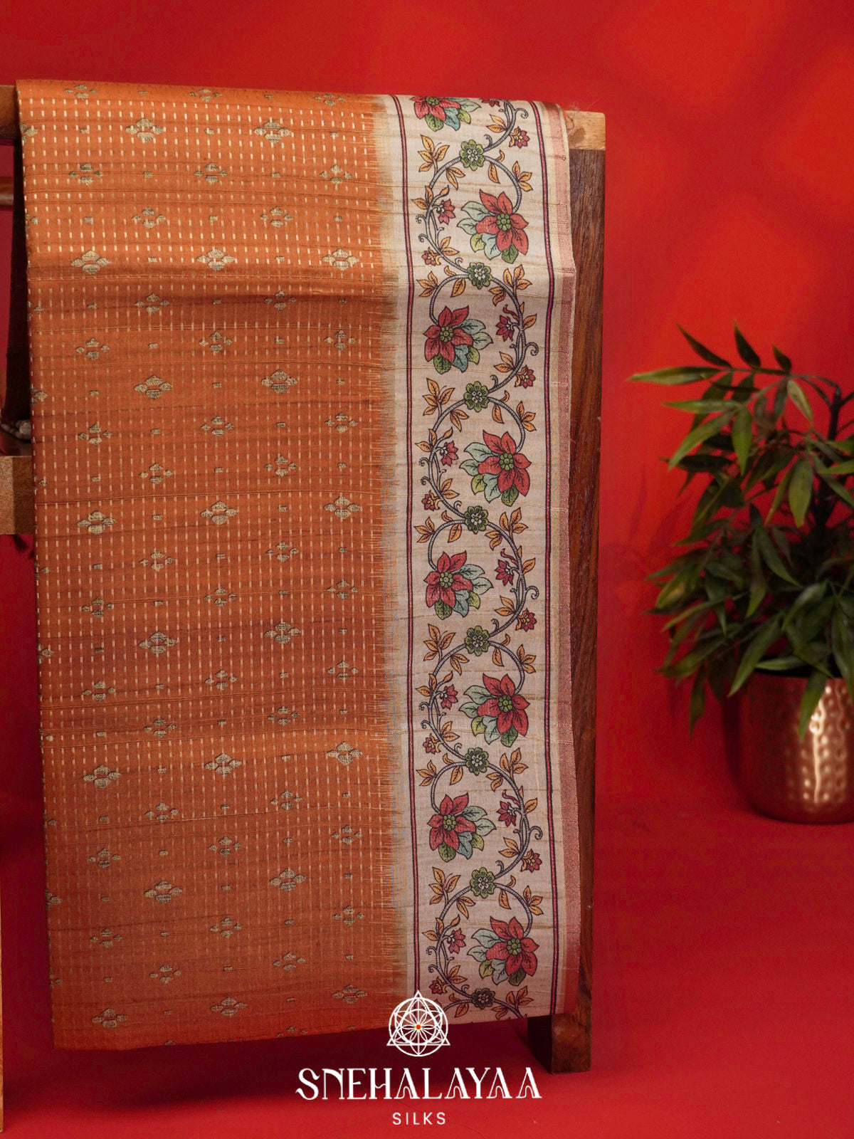 Orange Tussar Saree