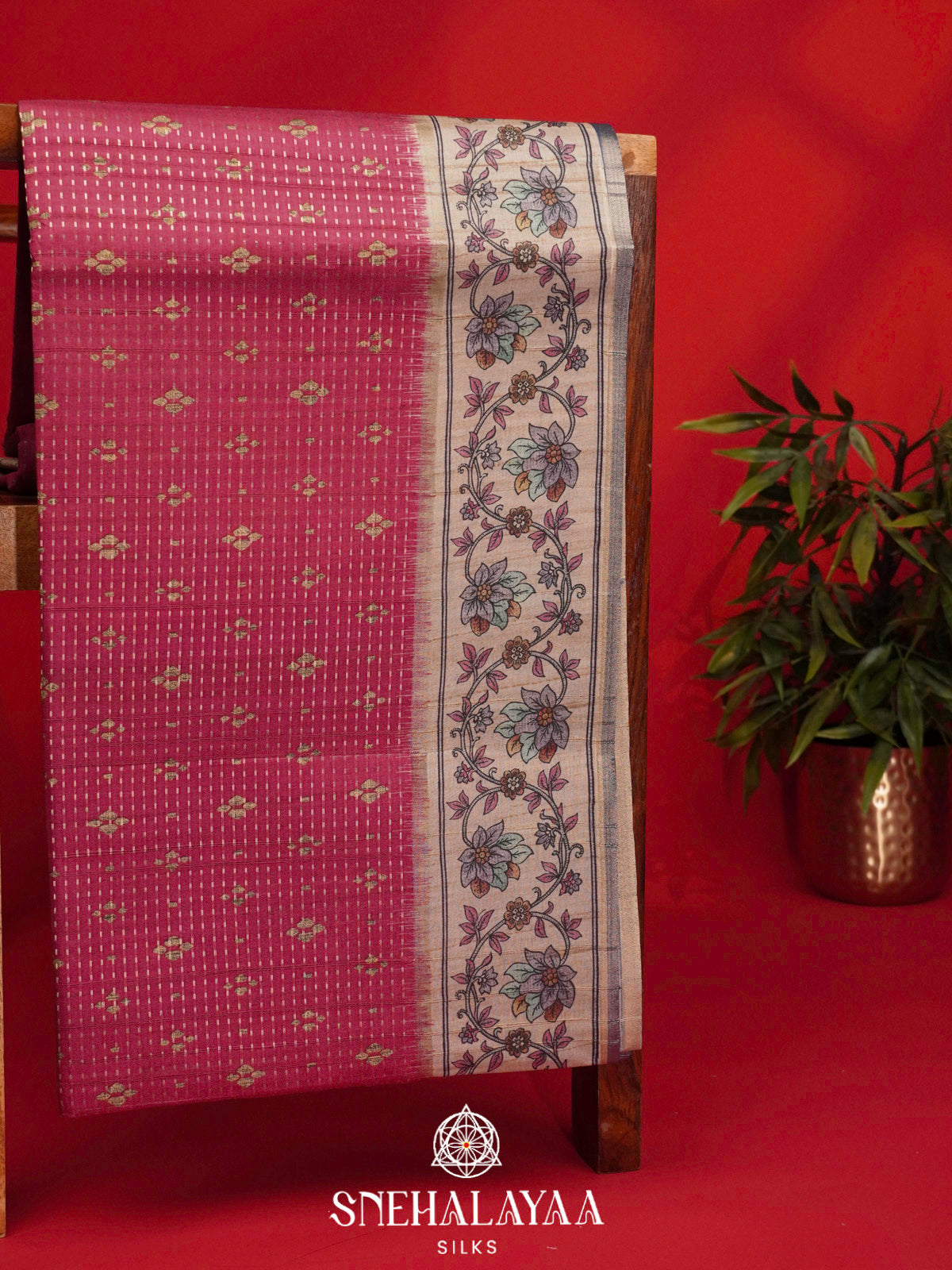 Pink Tussar Saree