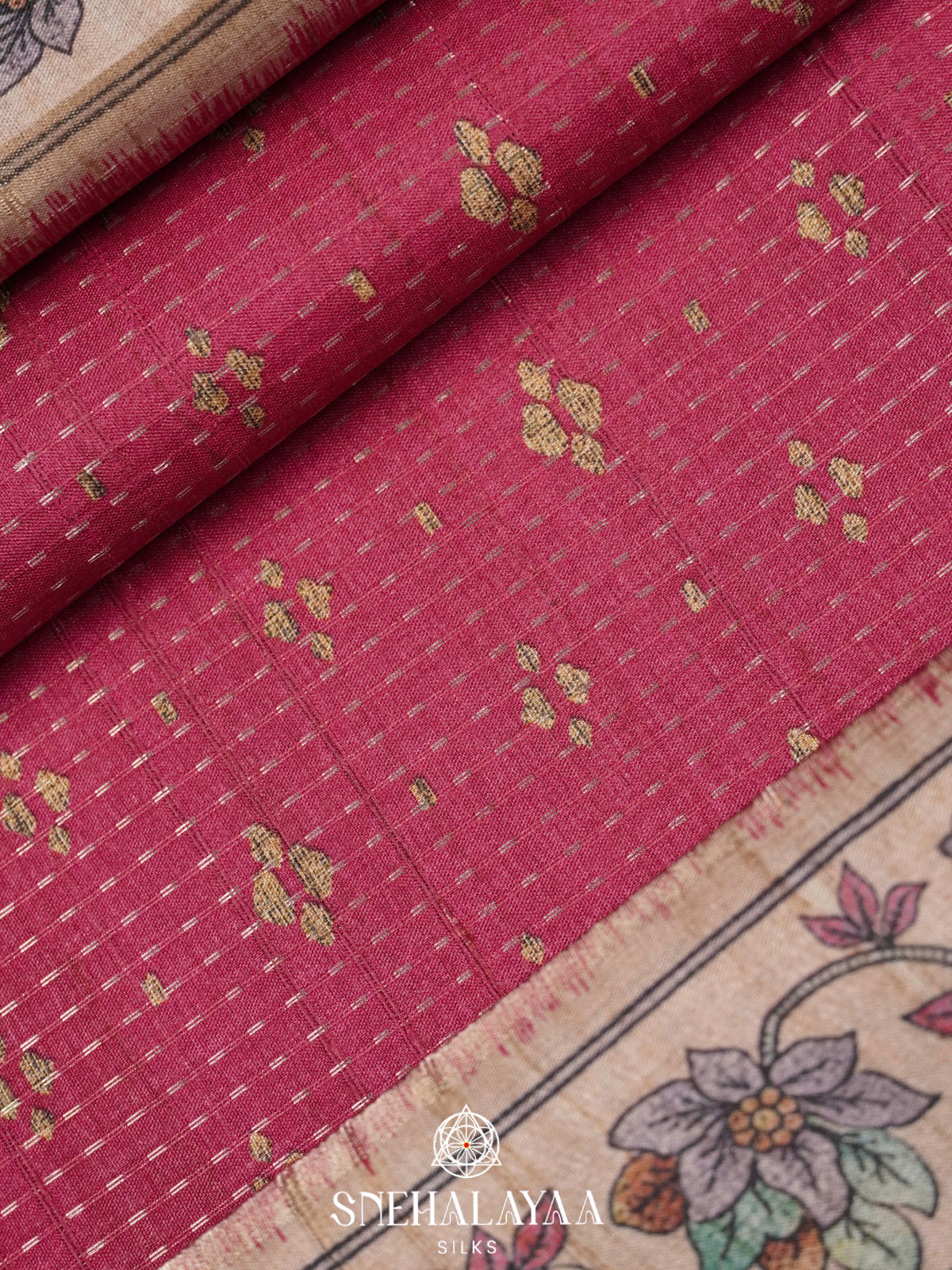 Pink Tussar Saree
