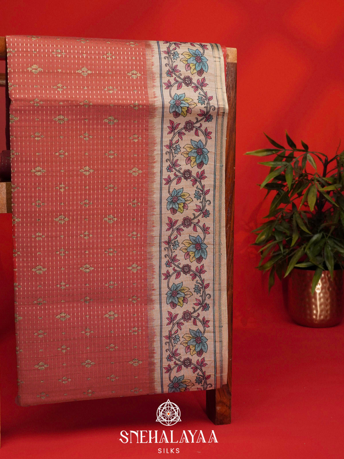 Coral Tussar Saree