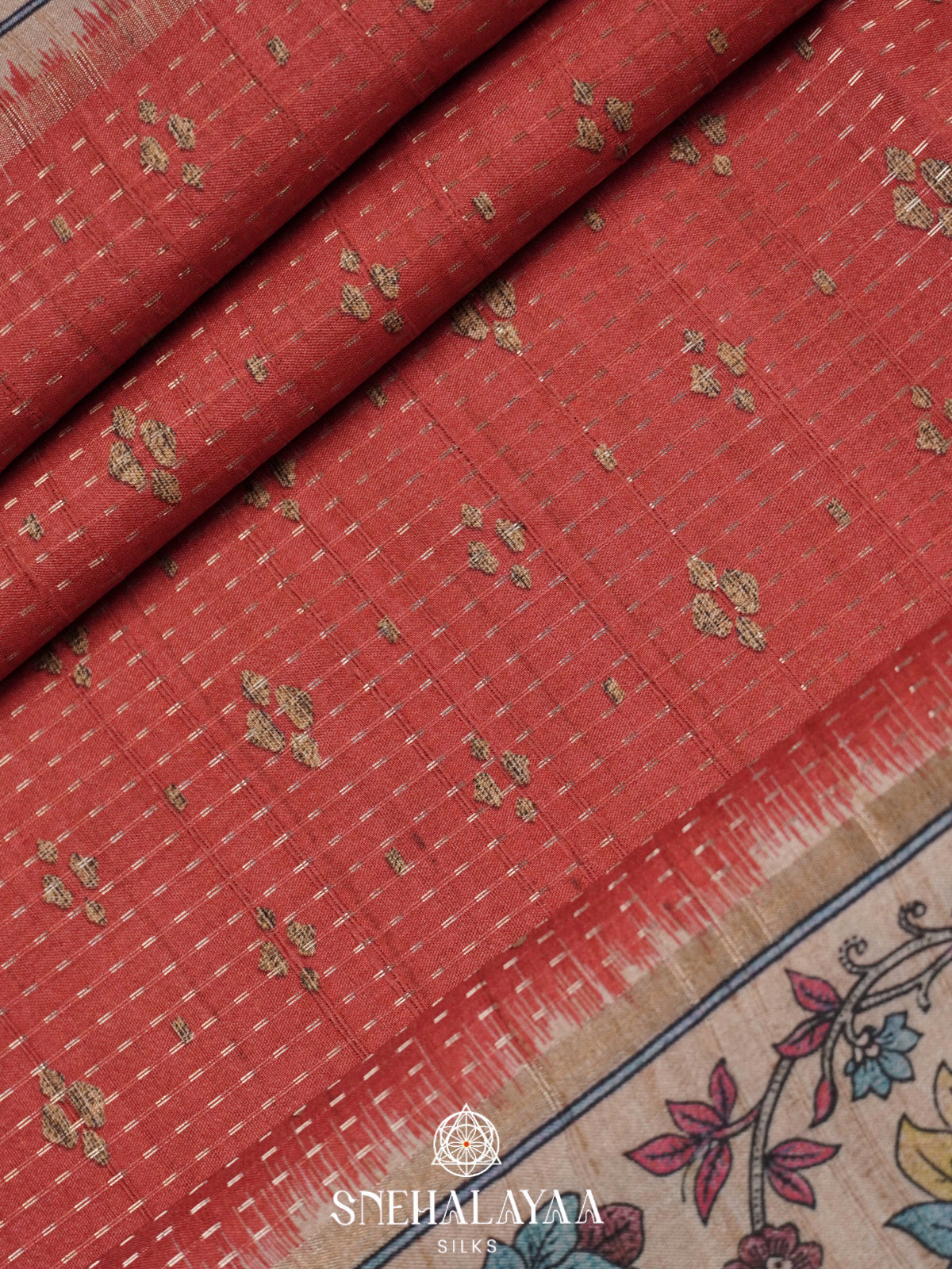 Coral Tussar Saree