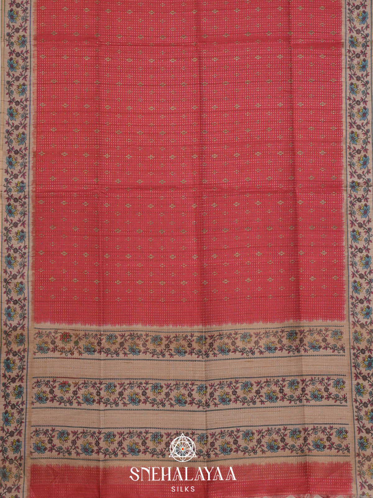Coral Tussar Saree